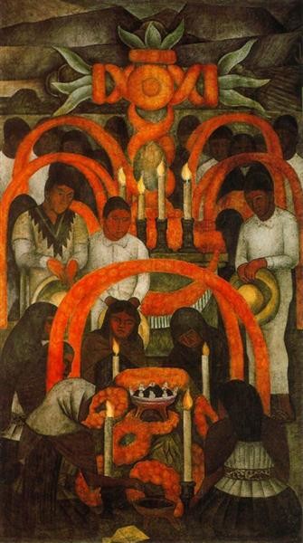 Diego Rivera, The Sacrificial Offering. Day of the Dead, 1924, Secretariat of Public Education Main Headquarters, Mexico City, Mexico.
