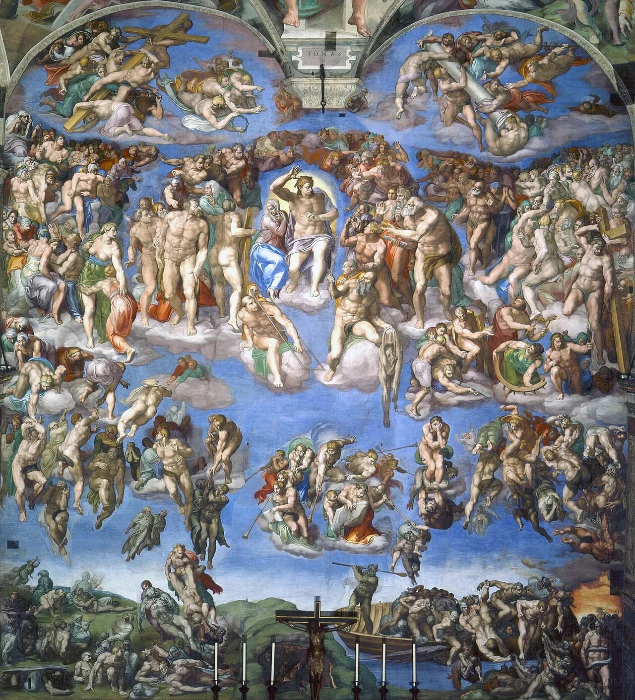 The Last Judgment اثر Michelangelo، ۱۵۳۶–۱۵۴۱، دیوار محراب کلیسای سیستین