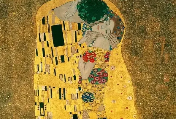 جزئیات سطح طلایی نقاشی بوسه