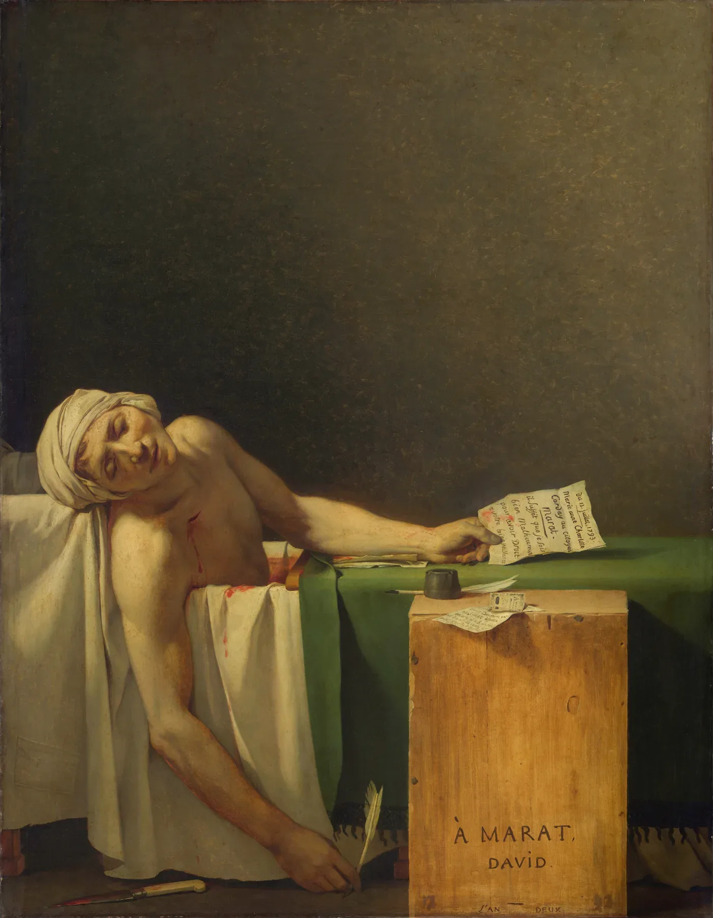 The Death of Marat اثر Jacques-Louis David، سال ۱۷۹۳، Royal Museums of Fine Arts of Belgium