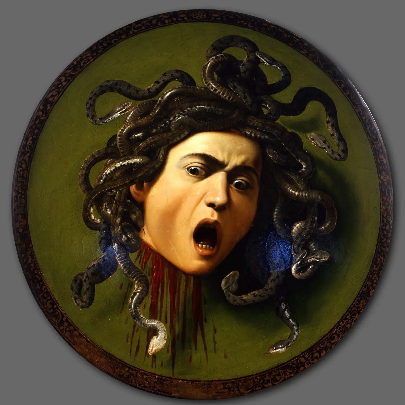Medusa اثر Caravaggio، حدود ۱۵۹۷، Uffizi Gallery