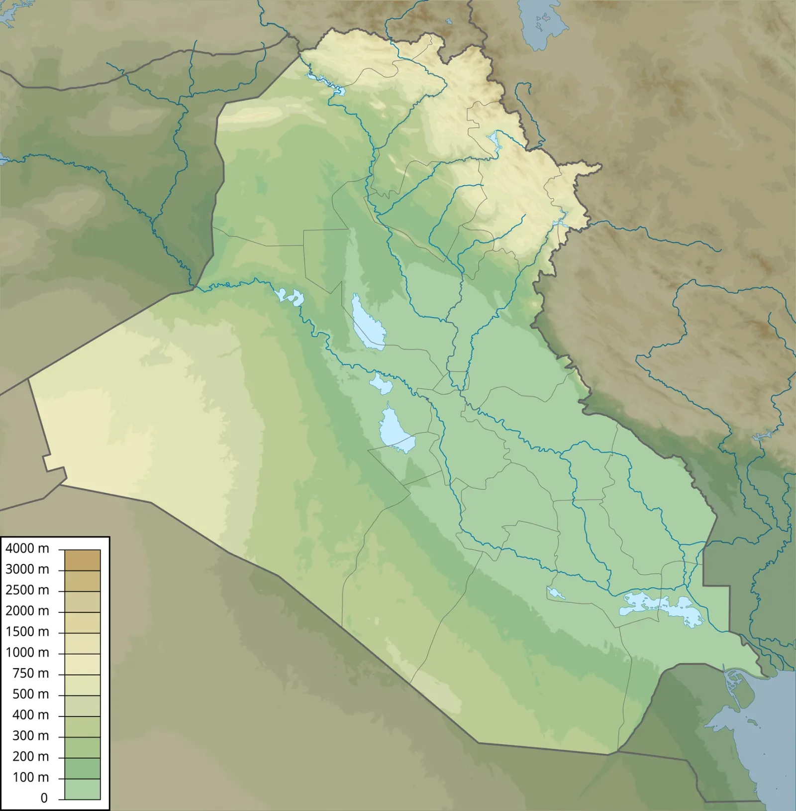 نقشه عراق با مشخص شدن بغداد، حله و محوطه باستانی Babylon
