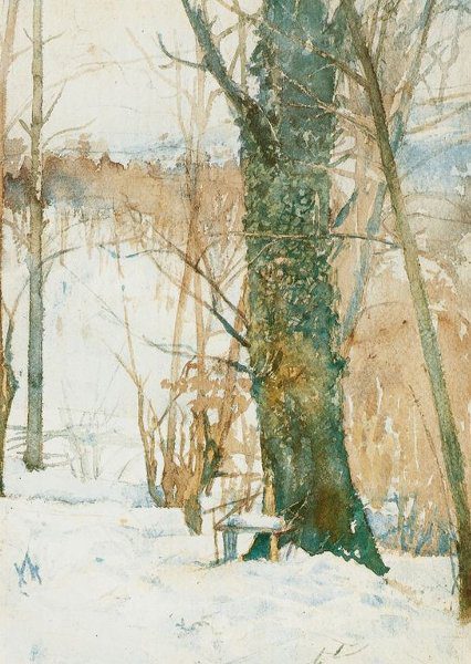 Slava Raškaj, A Tree in the Snowy Landscape, 1900, Moderna Galerija, Zagreb, Croatia, source: Hrvatska enciklopedija.