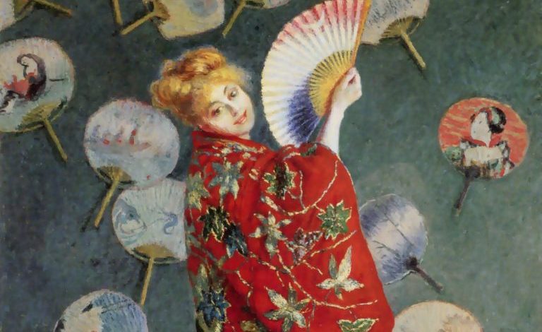 Claude Monet, La Japonaise (Madame Monet wearing a kimono), 1876, Museum of Fine Arts, Boston, MA, USA. Detail.