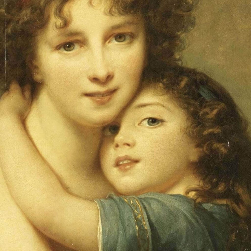 Élisabeth Vigée Le Brun, Self-Portrait with Her Daughter, Julie, 1789, Louvre, Paris, France. Detail