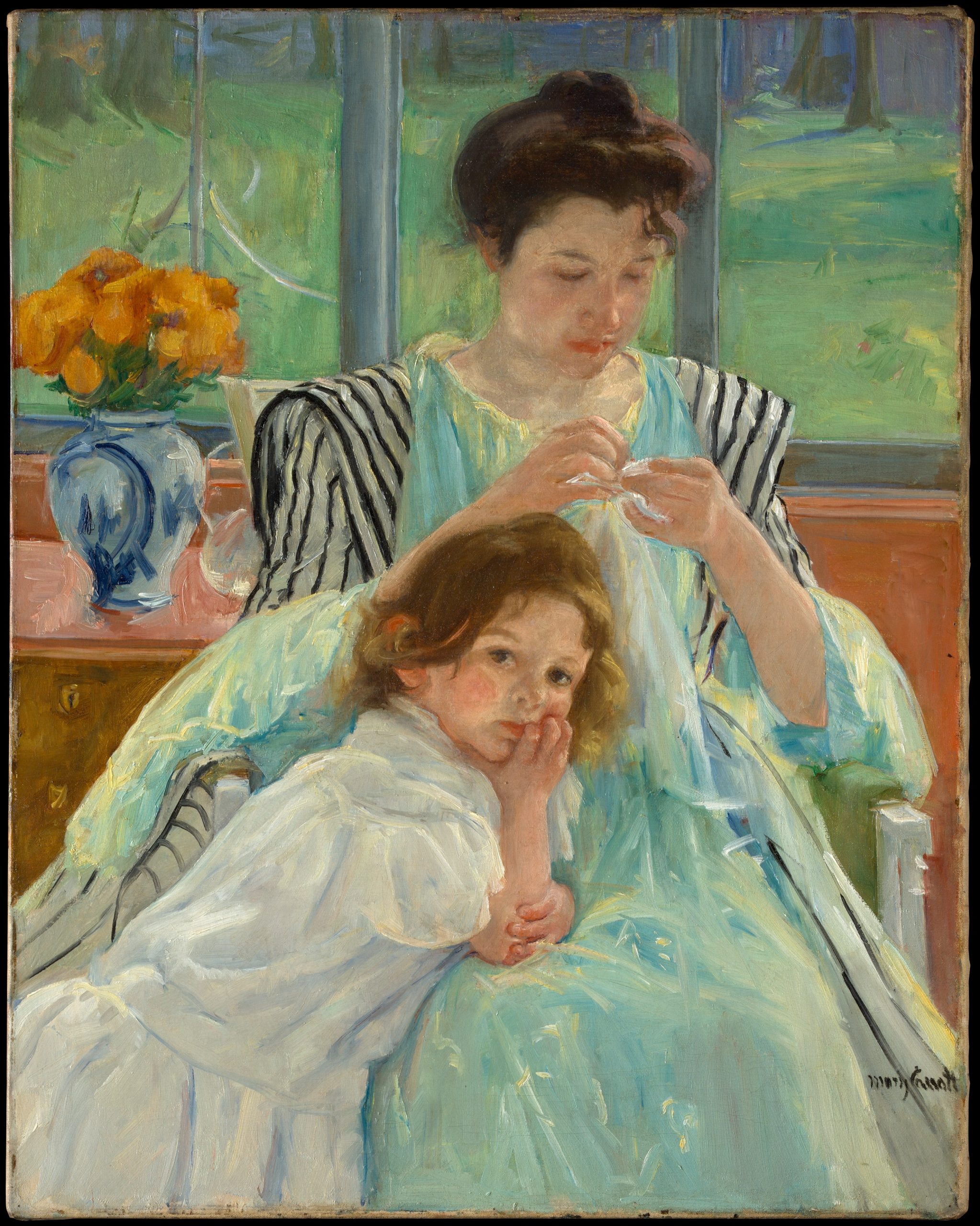 Mary Cassatt, Young Mother Sewing, 1900, The Metropolitan Museum of Art, New York, NY, USA. Photograph by Metropolitan Museum of Art via Wikimedia Commons (CC0 1.0)