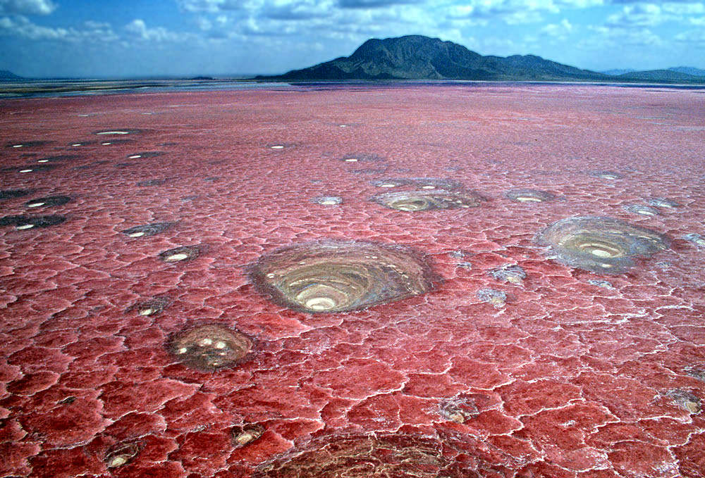 Colorful Places in the World: Lake Natron, Tanzania, Africa. Orange Smile