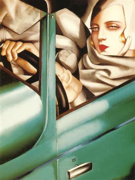 Tamara de Lempicka, My Portrait (Self-Portrait in the Green Bugatti), 1929, private collection. WikiArt 